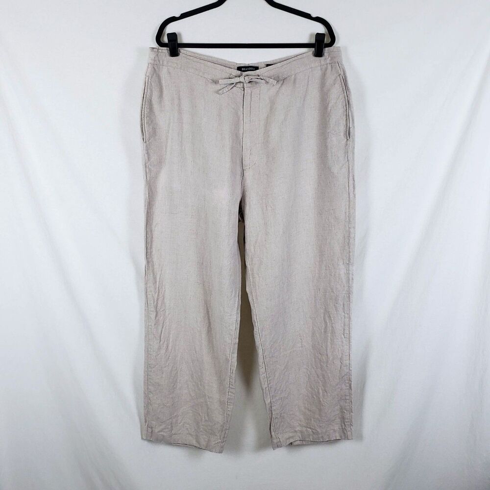 Brandini Coastal Euro Summer Linen Pants Womens XL Straight Leg Resort Natural - Picture 1 of 8